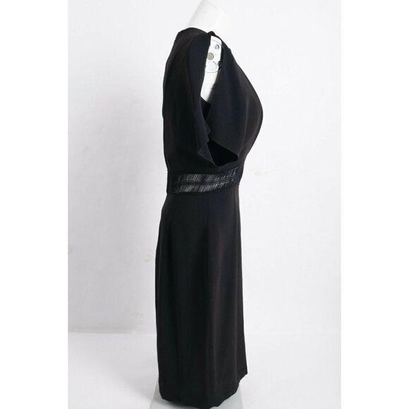 Genny Women Black Lurex Sheath Dress Embroidered US 8 IT 44 Crepe Party Cocktail - Picture 5 of 8